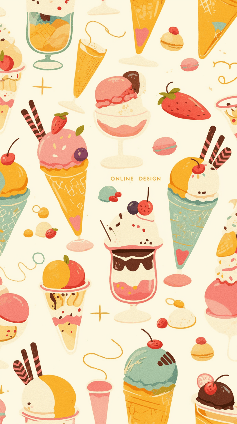 Ice Cream Picnic original repeating artwork