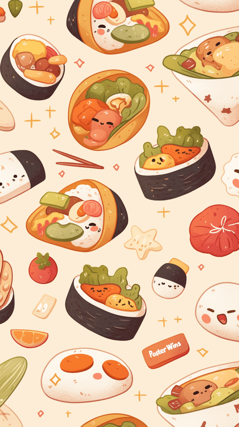 Cute Snack Parade original repeating artwork