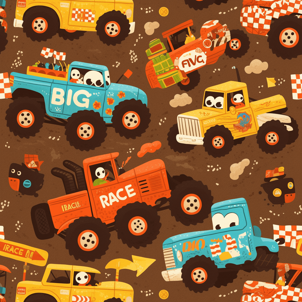 Pickup Truck Gang original repeating artwork