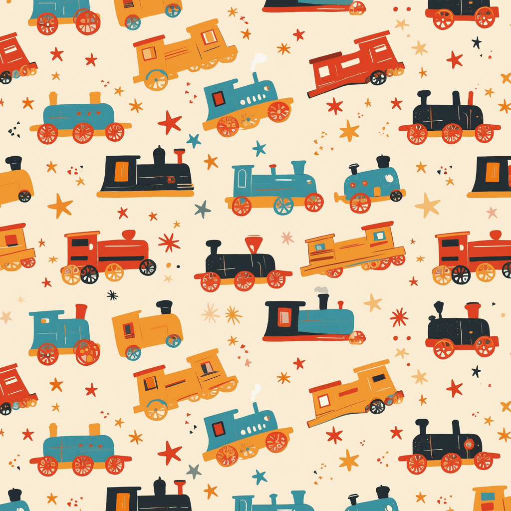 Train Burst original repeating artwork