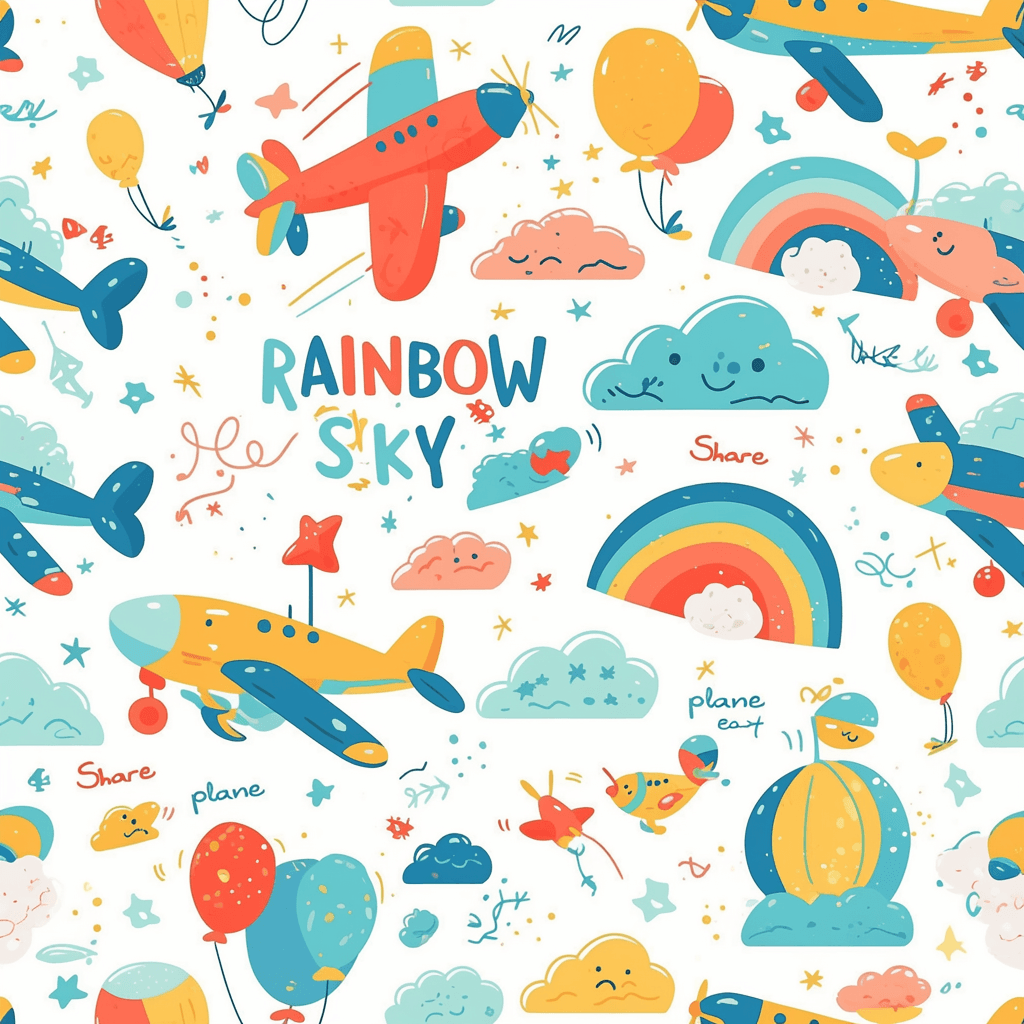Rainbow Plane 001 original repeating artwork