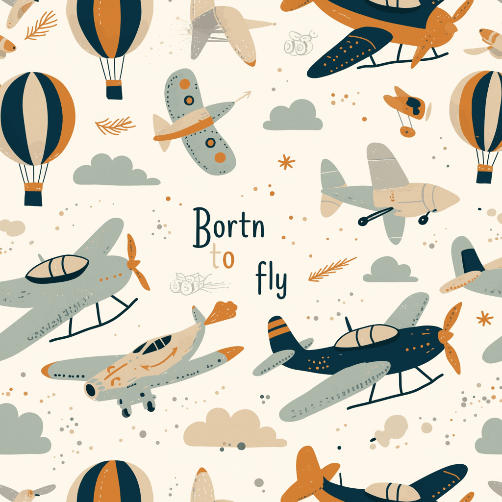 Hot Air Balloon Picnic original repeating artwork