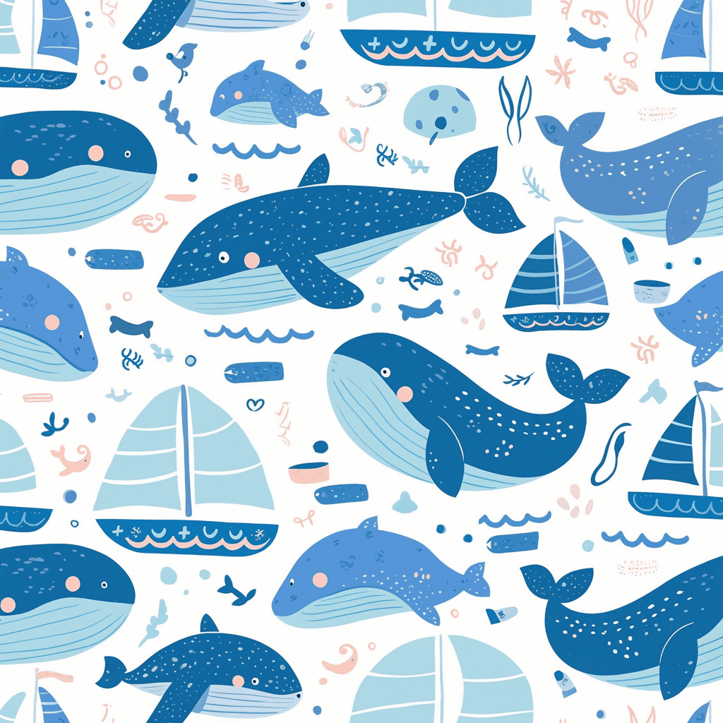 Whale Squad original repeating artwork