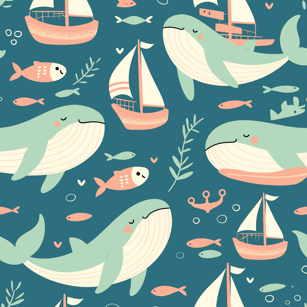 Whale Team original repeating artwork