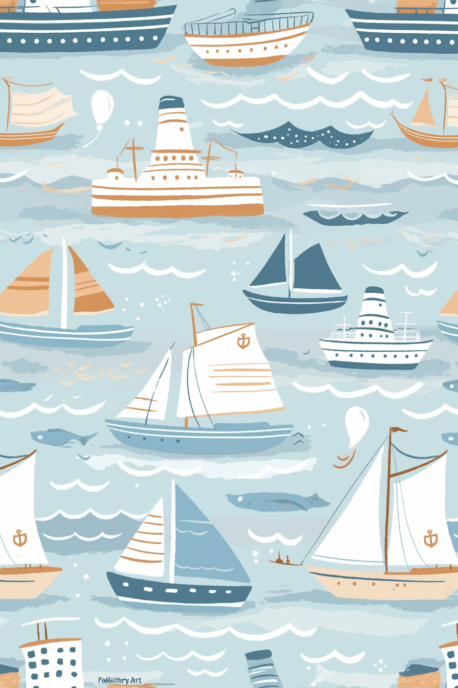 Sailboat Flip original repeating artwork