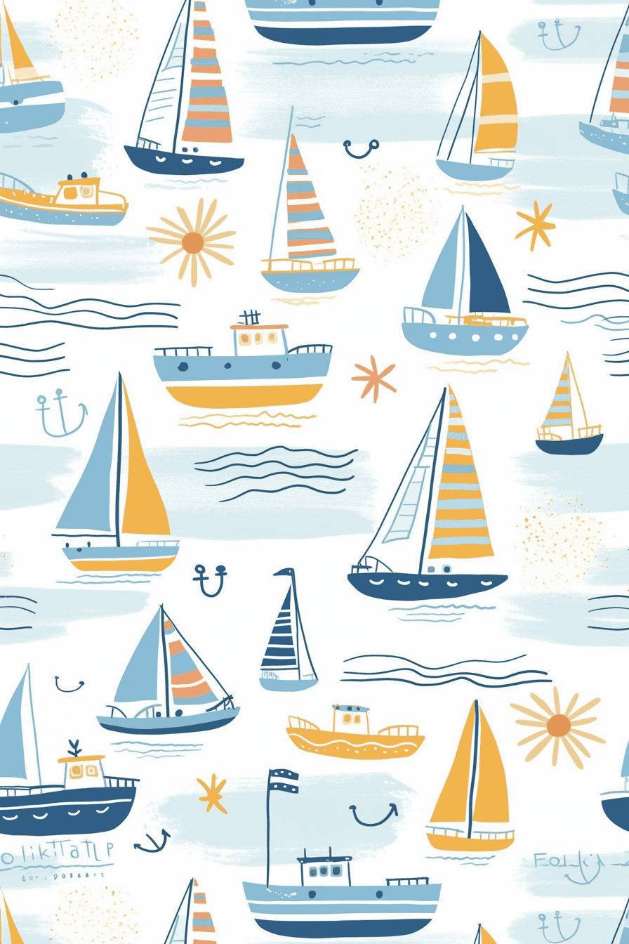 Sailboat Crew original repeating artwork