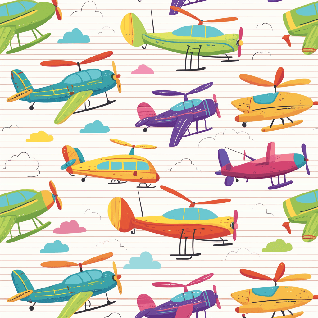 Airplane Winter original repeating artwork