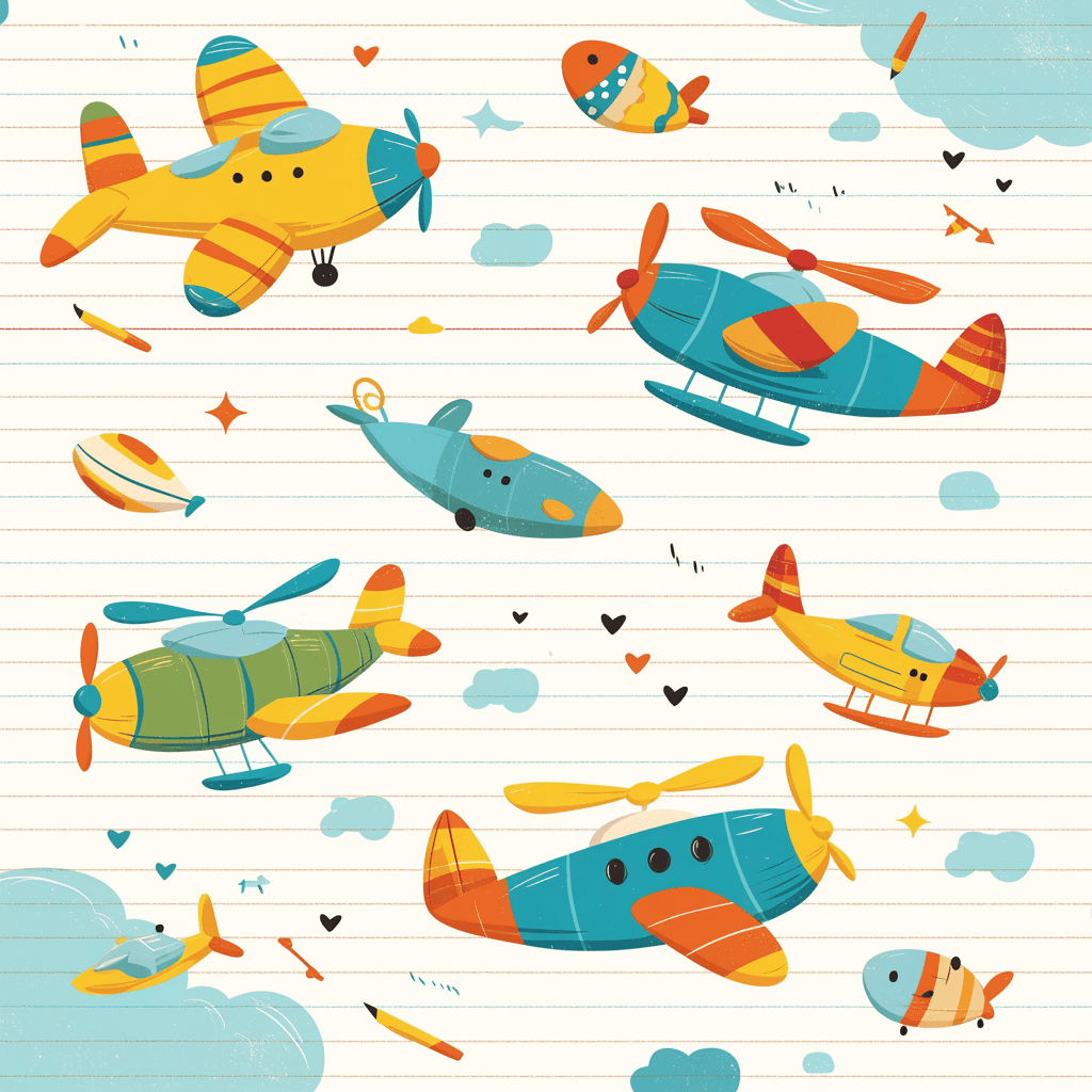 Airplane Golden original repeating artwork