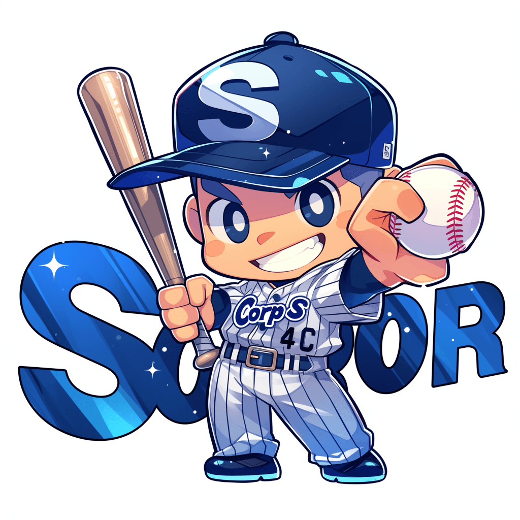 Cartoon Baseball Spin original repeating artwork