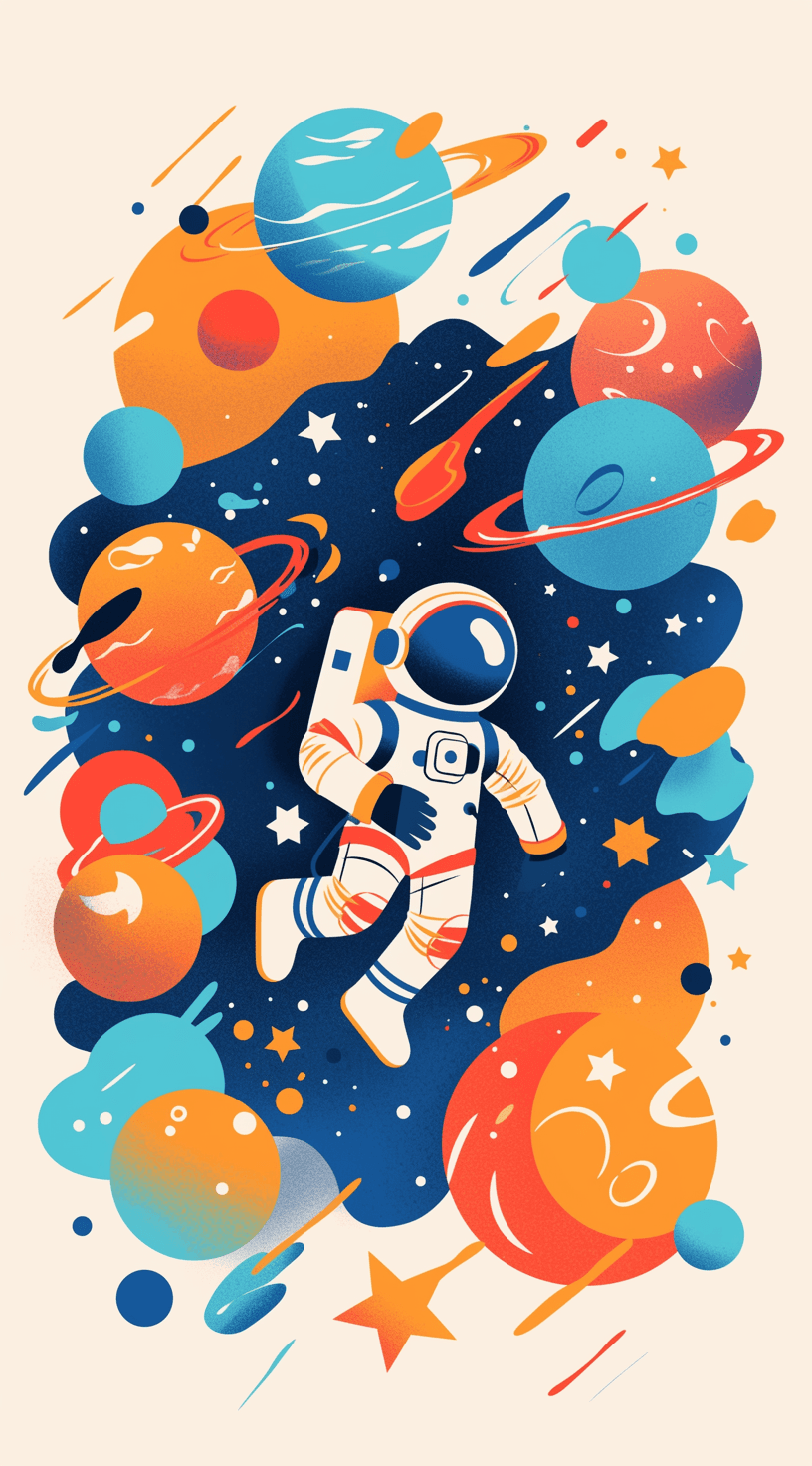 Astronaut Winter original repeating artwork