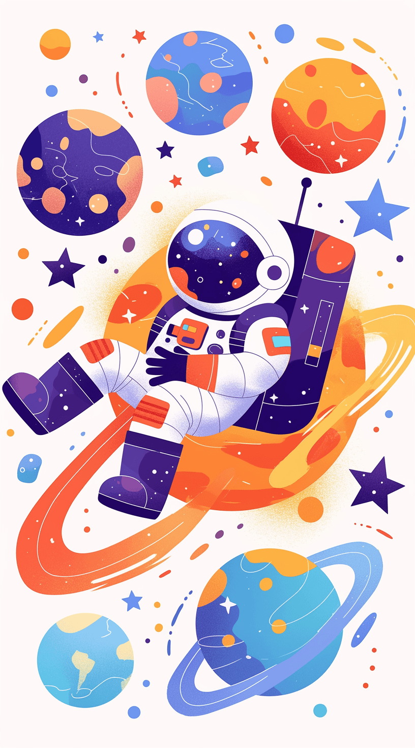 Astronaut Ride original repeating artwork