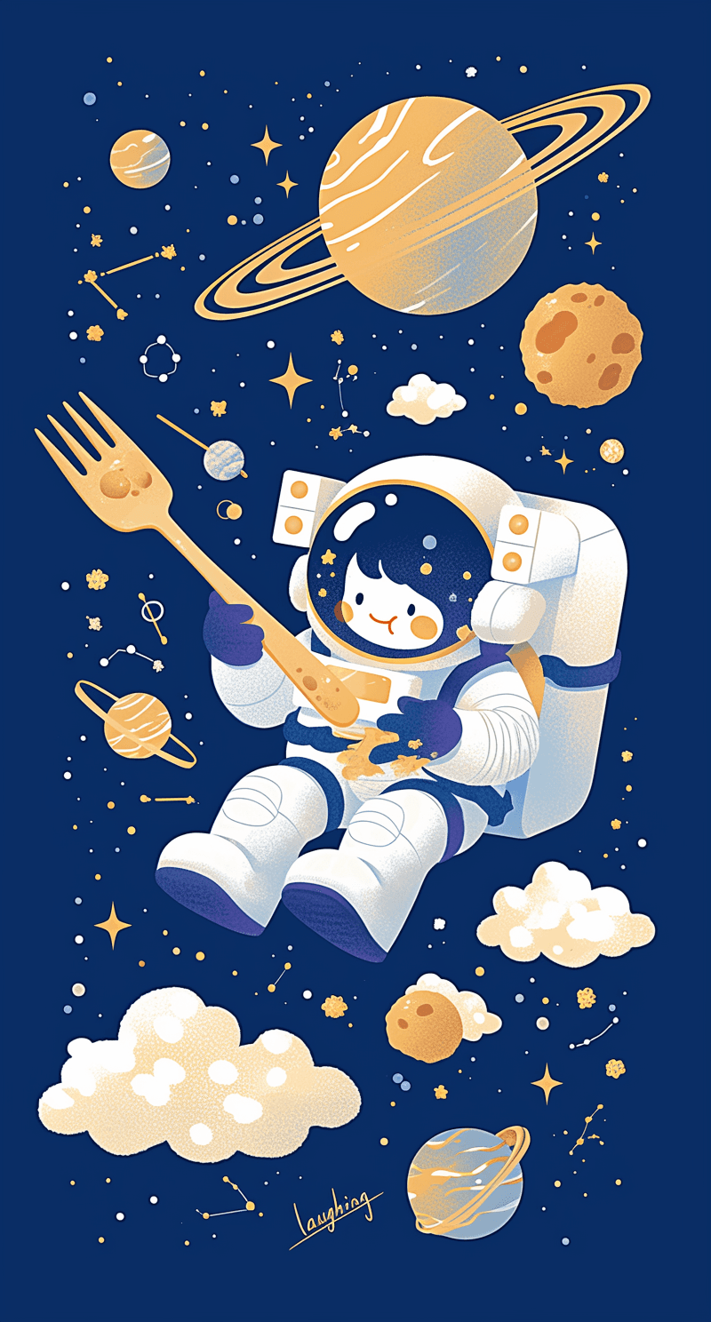 Astronaut Autumn original repeating artwork