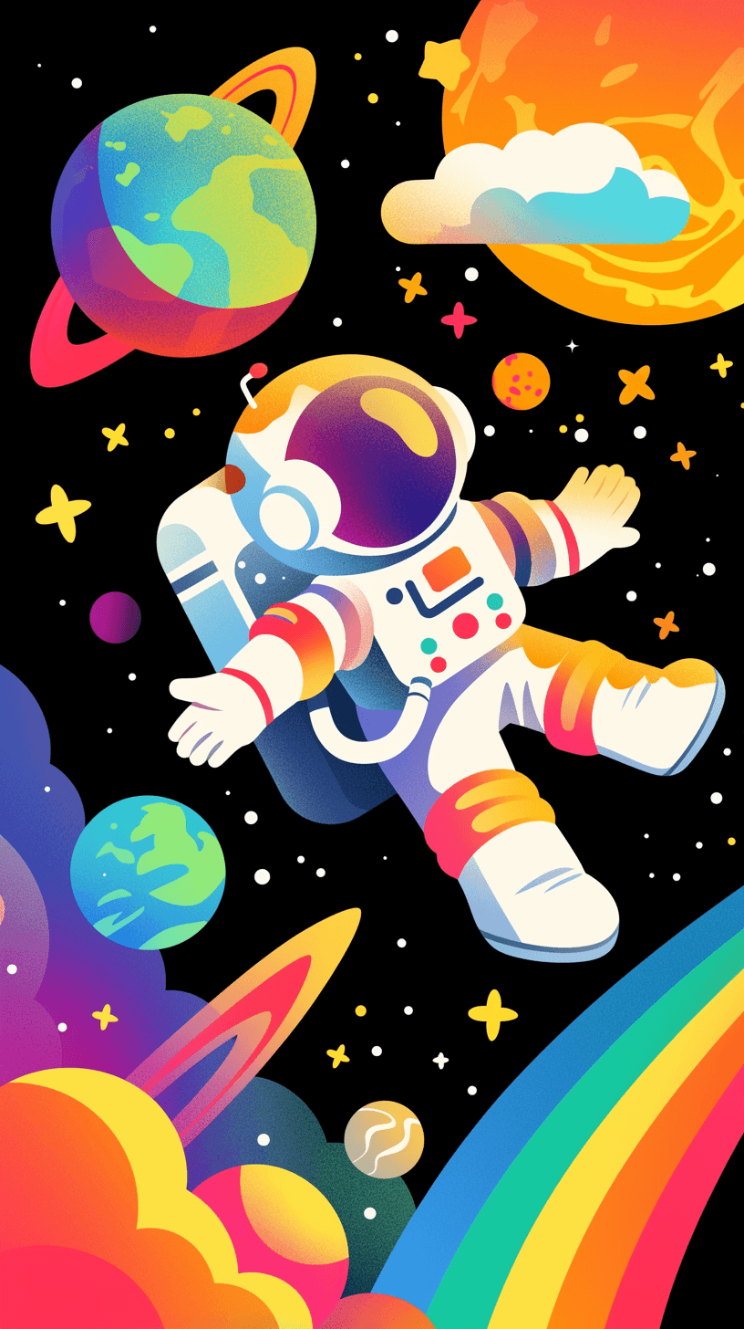 Astronaut Glide original repeating artwork