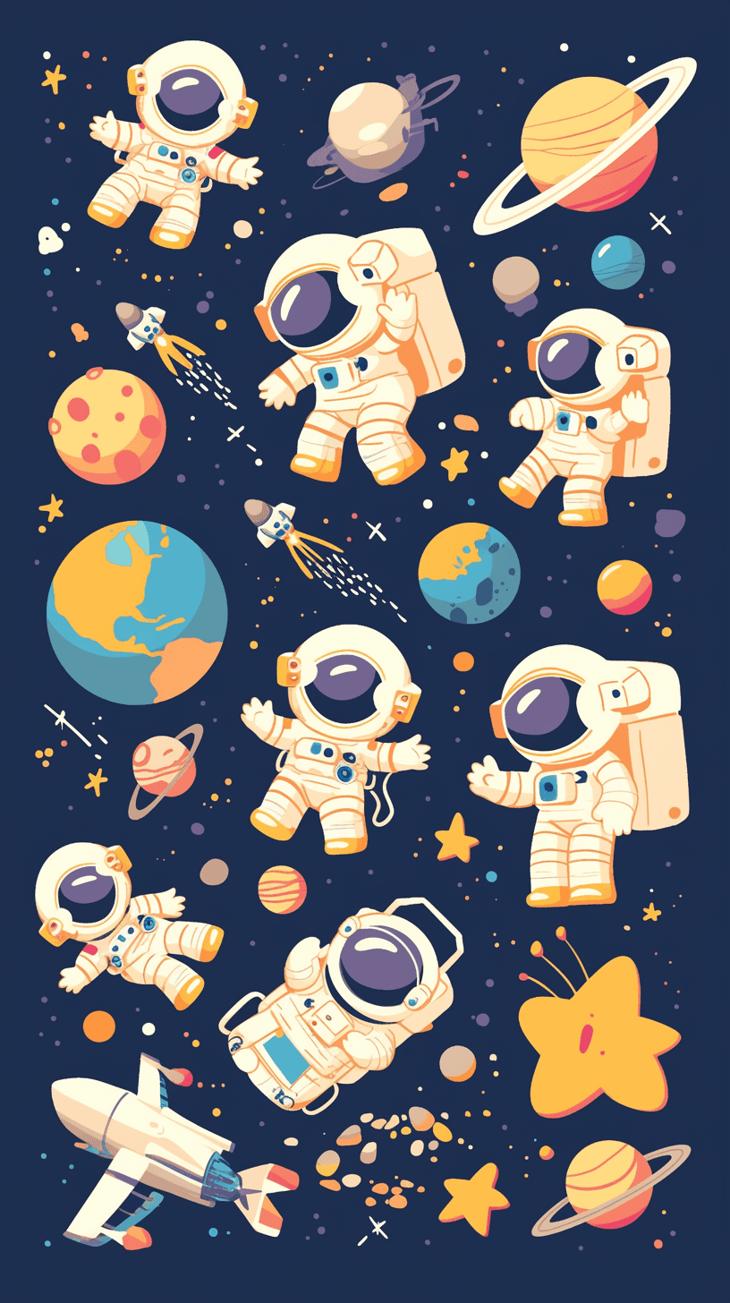 Astronaut Pastel original repeating artwork