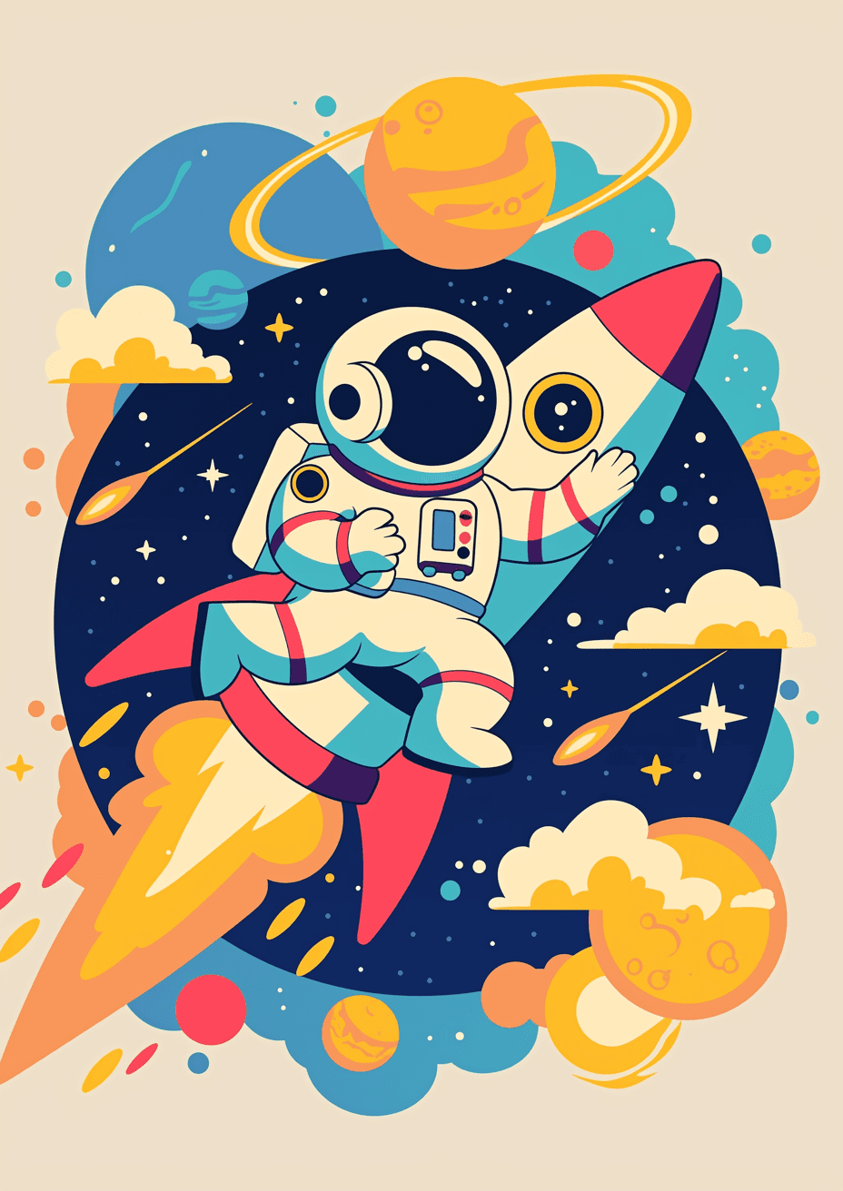 Astronaut Pop original repeating artwork