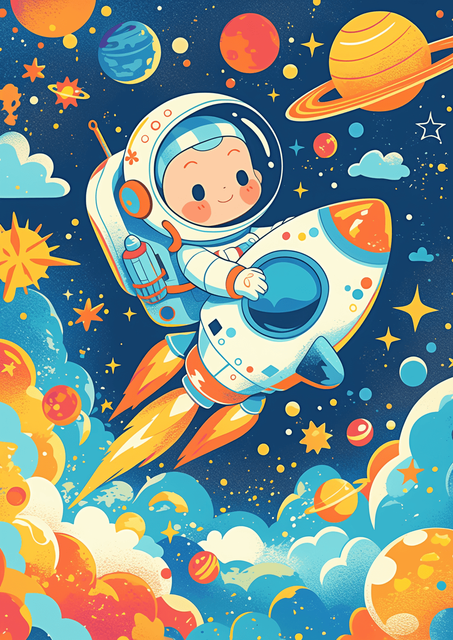 Astronaut Go original repeating artwork