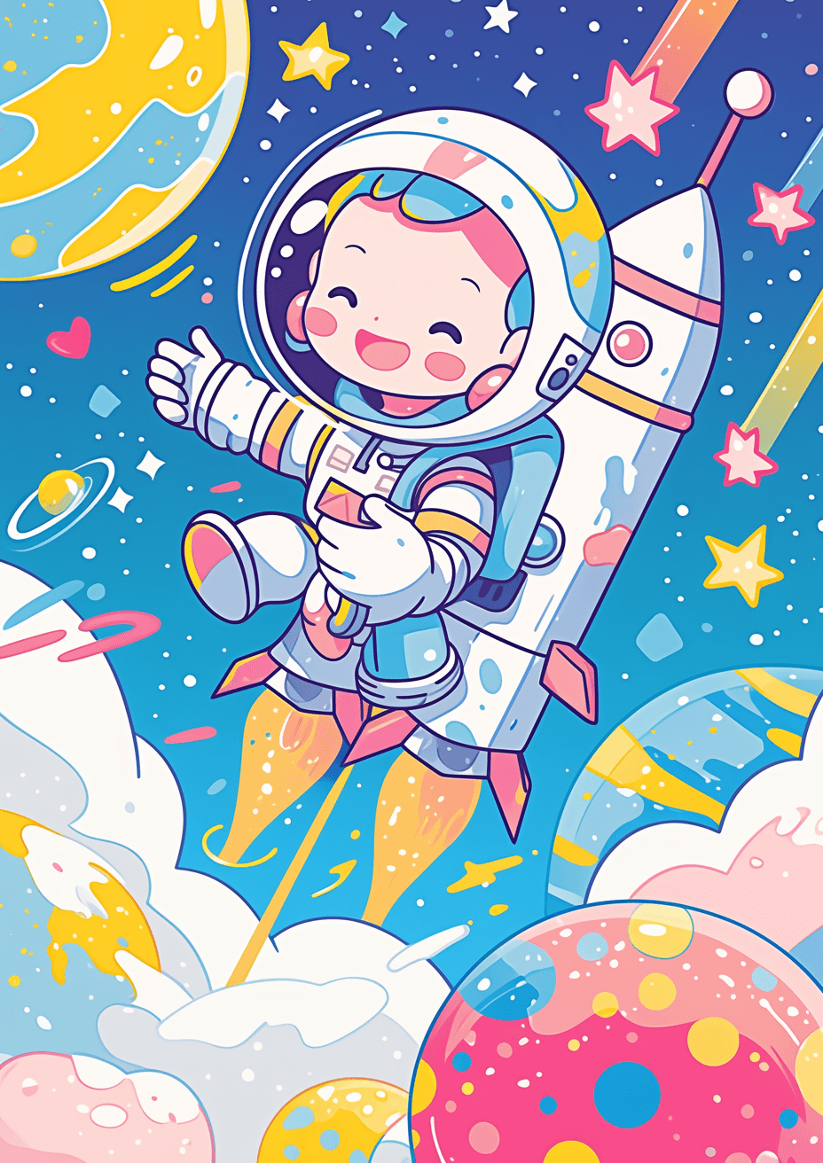 Astronaut Parade original repeating artwork