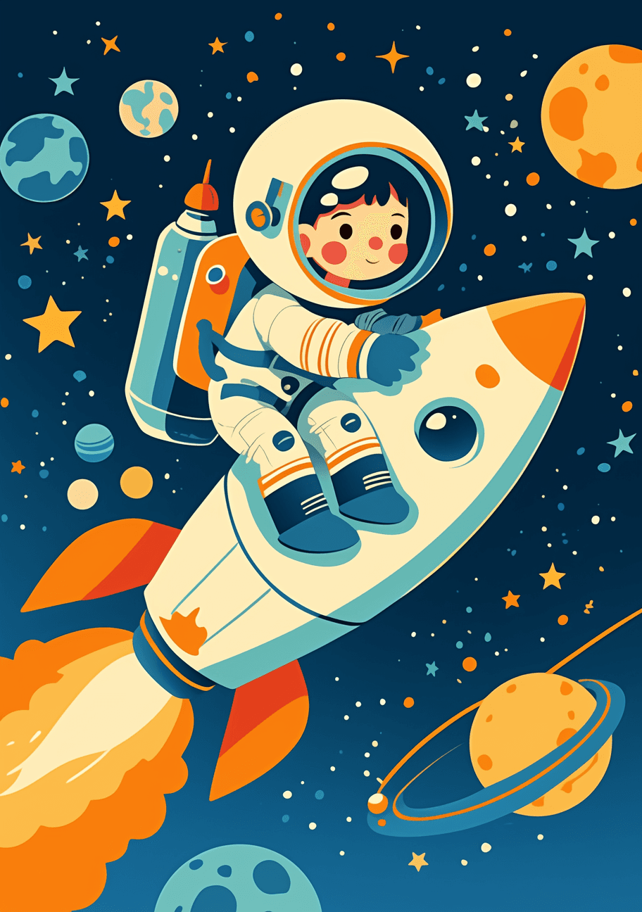 Astronaut Seek original repeating artwork