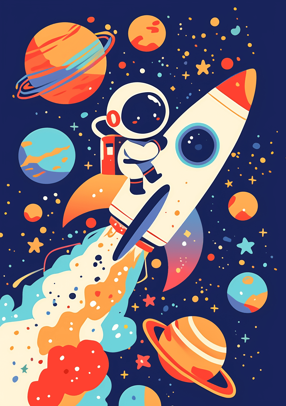 Astronaut Festival original repeating artwork