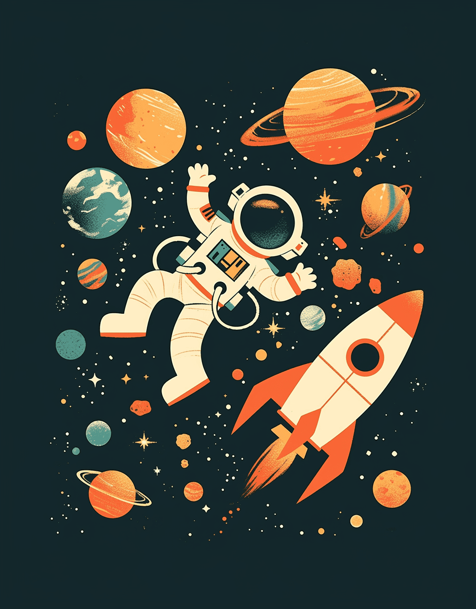 Astronaut Dusk original repeating artwork