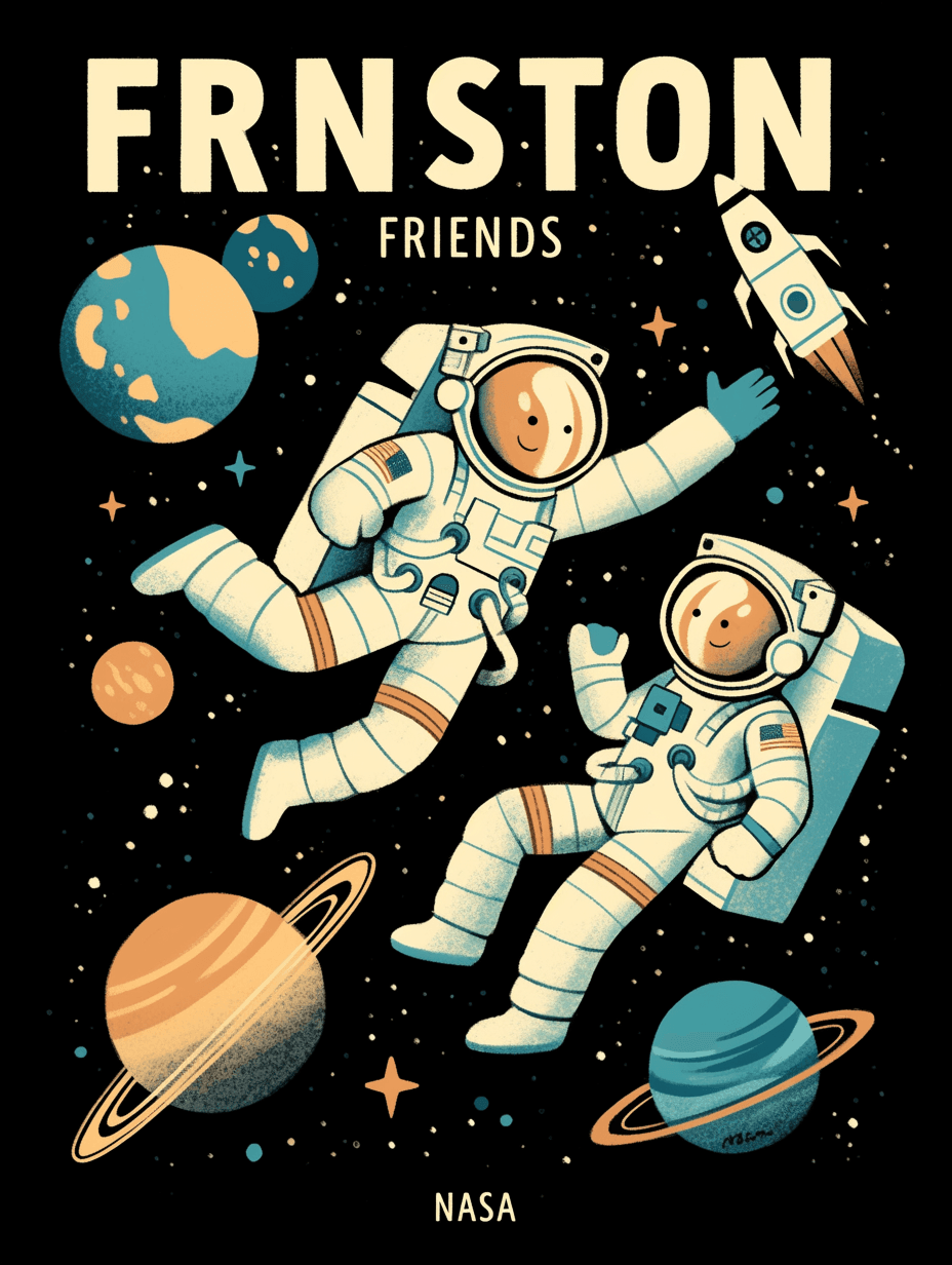 Astronaut Flip original repeating artwork