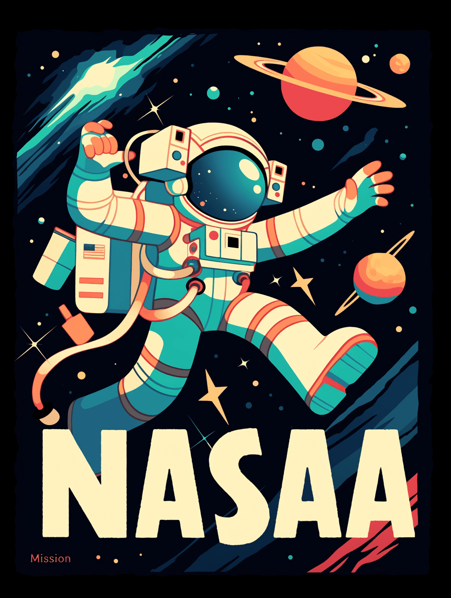 Astronaut Bloom original repeating artwork