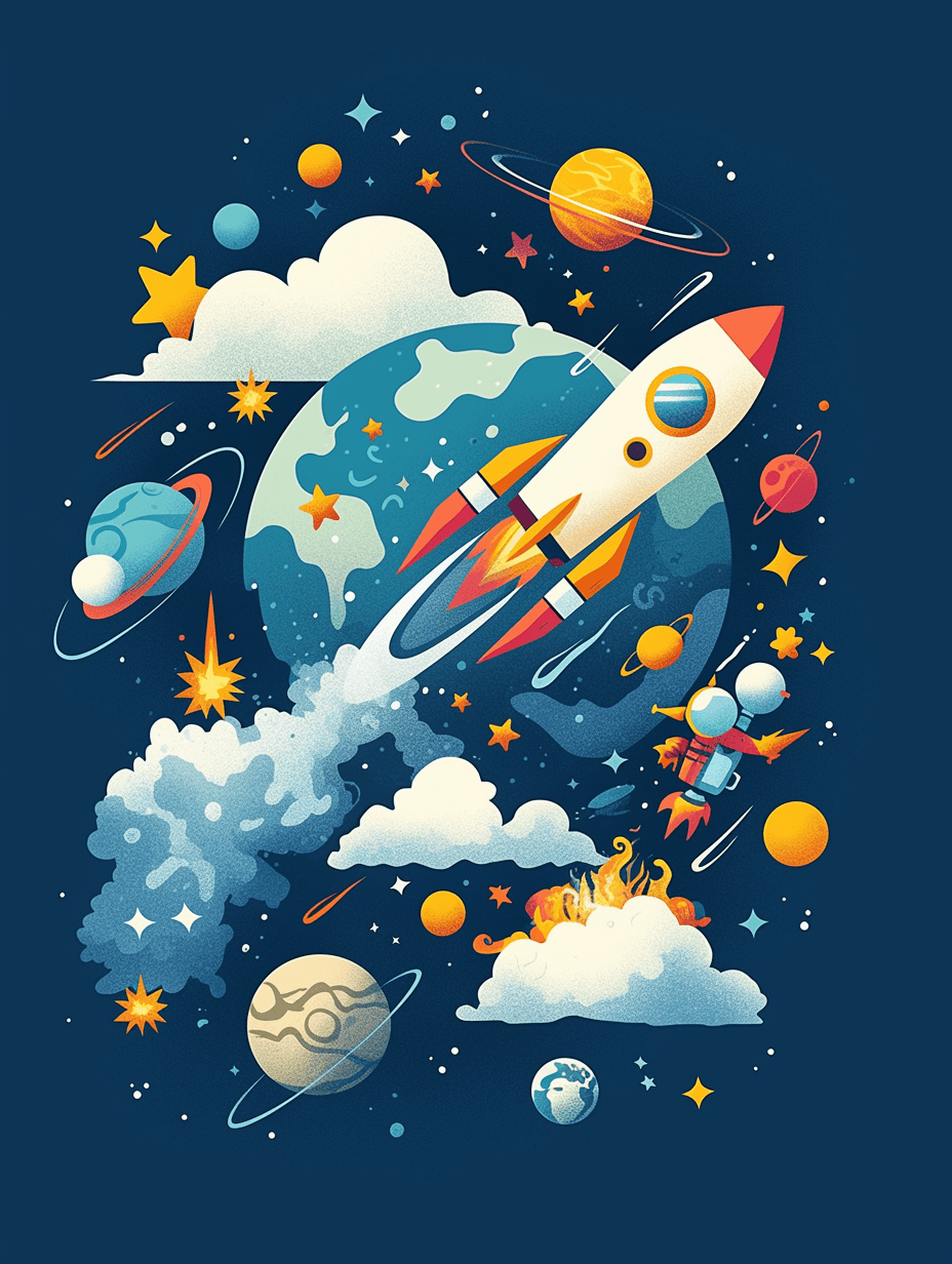Rocket Zip original repeating artwork