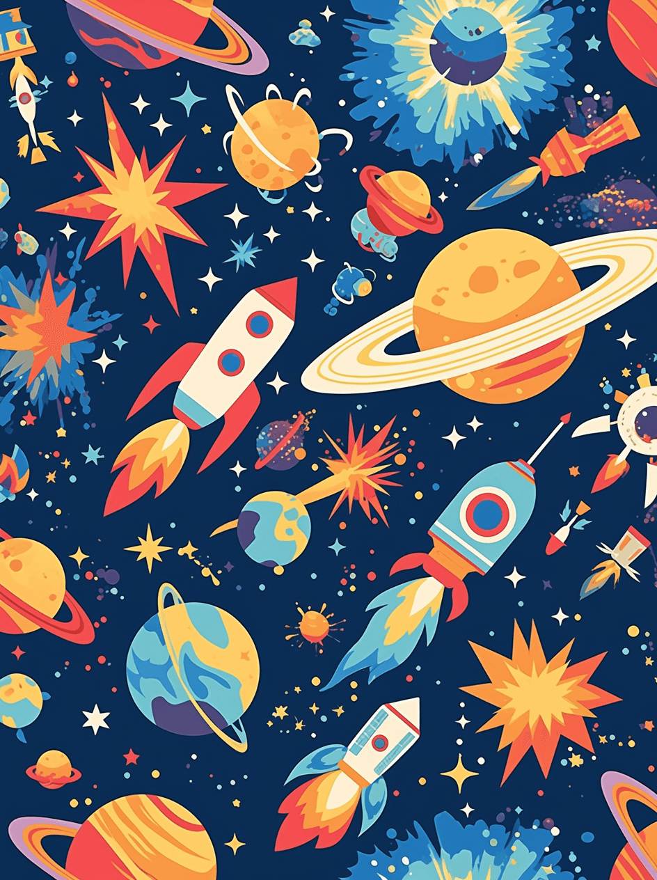 Rocket Silver original repeating artwork