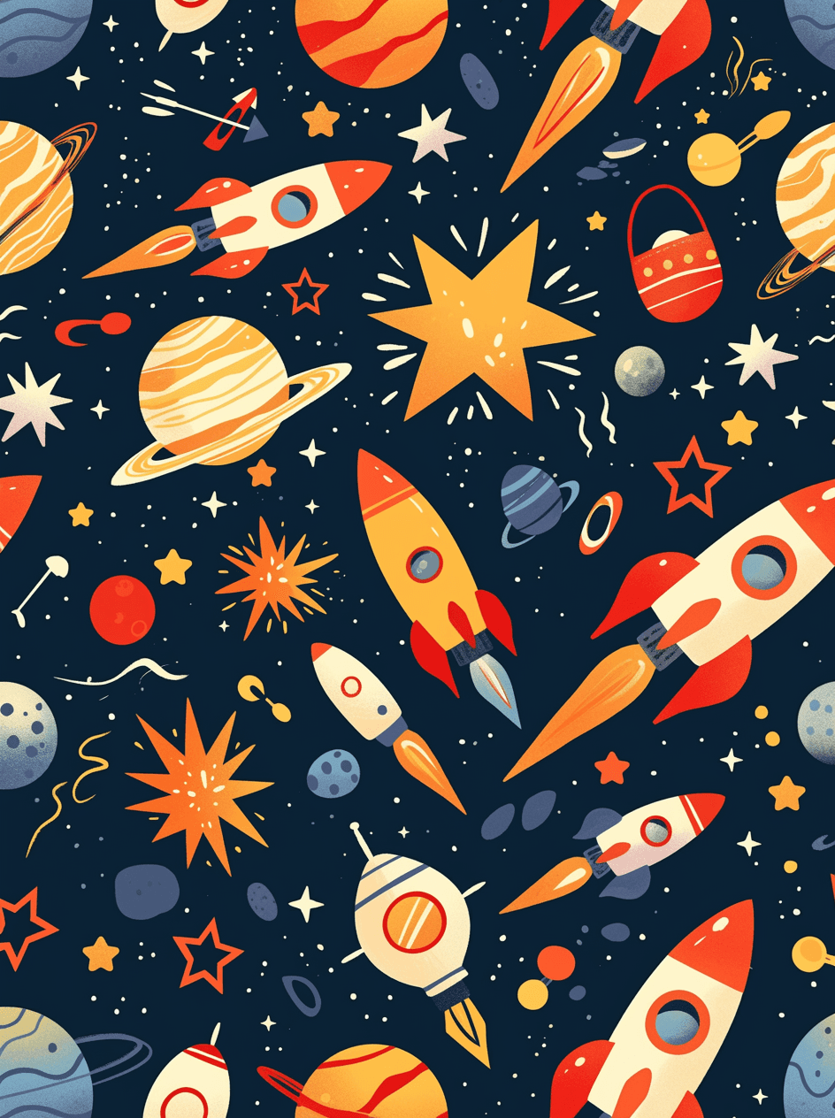 Rocket Bloom original repeating artwork