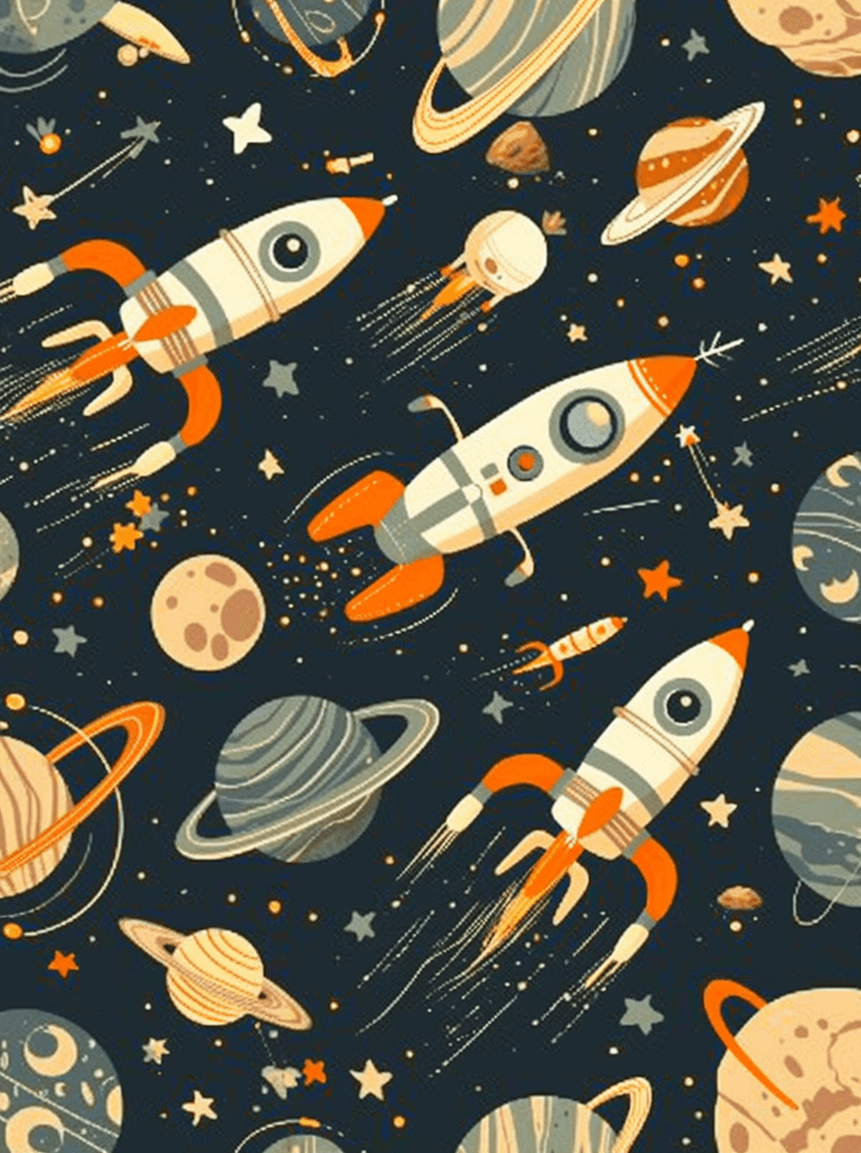Rocket Chase original repeating artwork