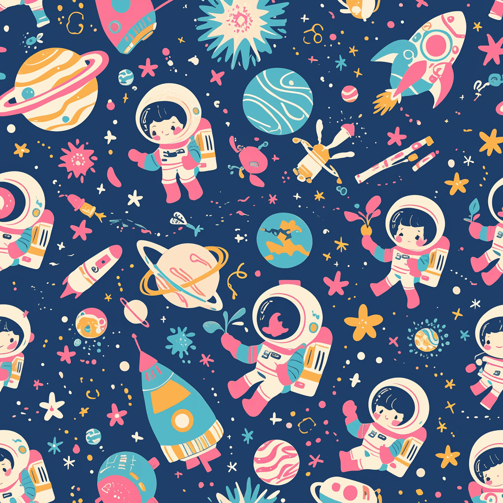Astronaut Path original repeating artwork
