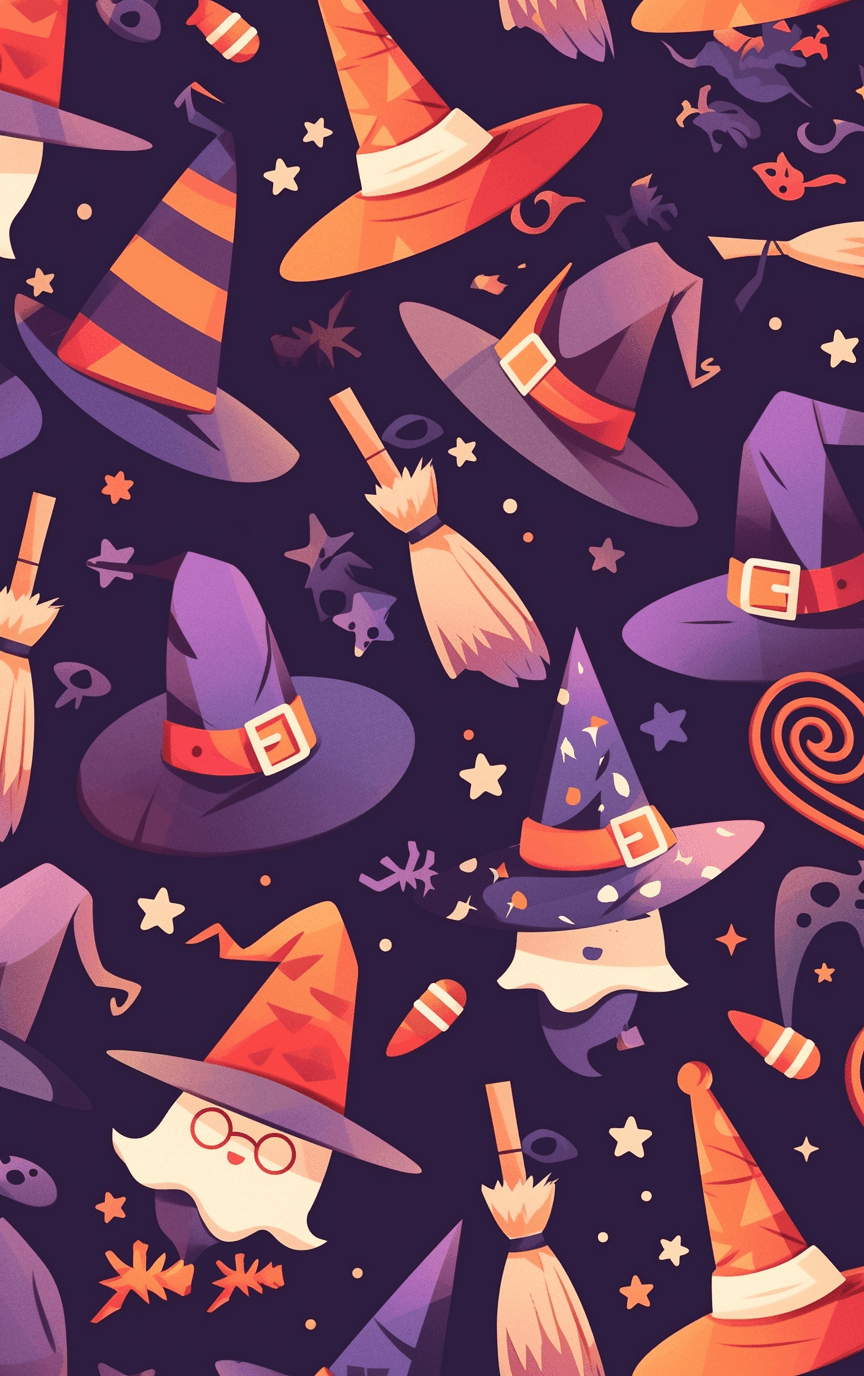 Halloween Hat Pals original repeating artwork
