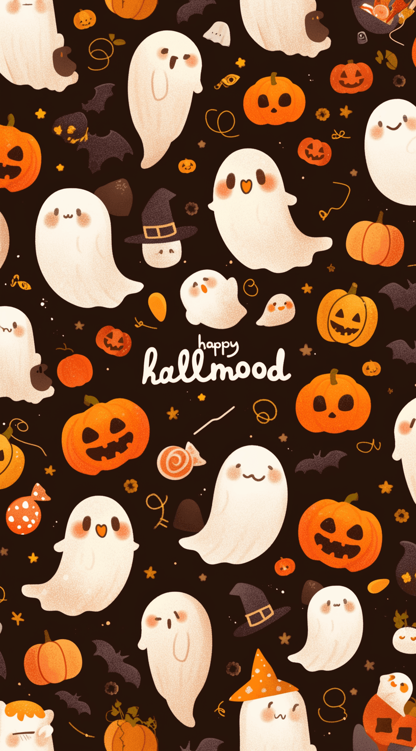 Halloween Ghost Downtown original repeating artwork