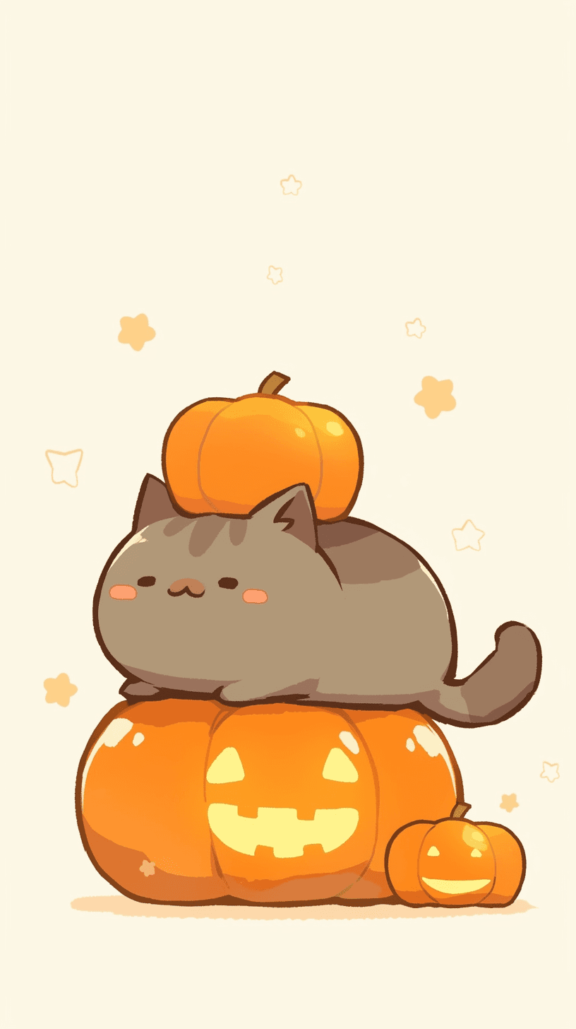 Halloween Cat Duo original repeating artwork