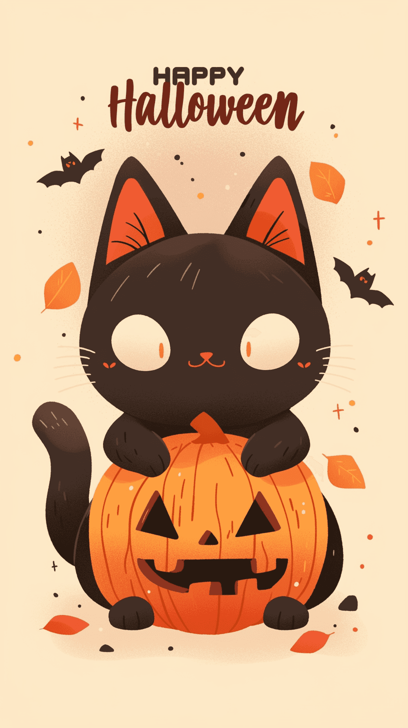 Halloween Cat Echo original repeating artwork