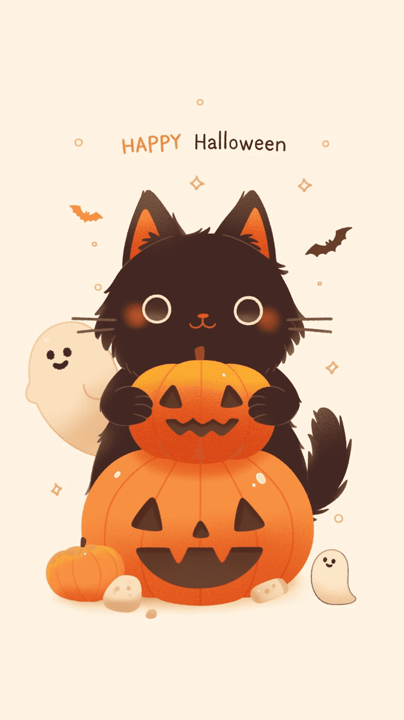Halloween Cat Beats original repeating artwork