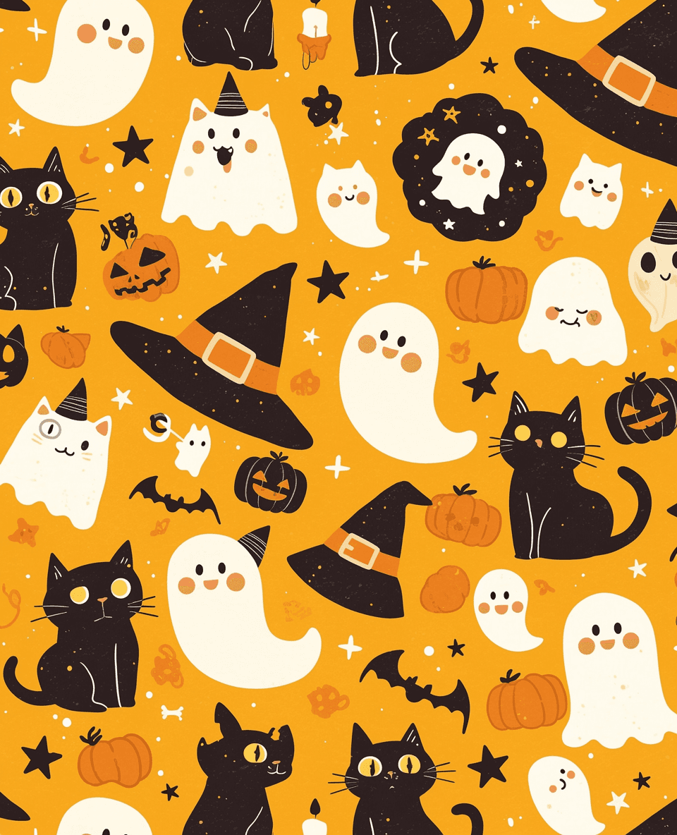 Halloween Cat Tone original repeating artwork