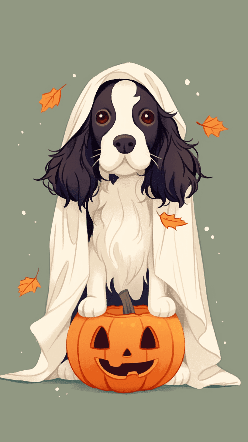Halloween Dog Squad original repeating artwork