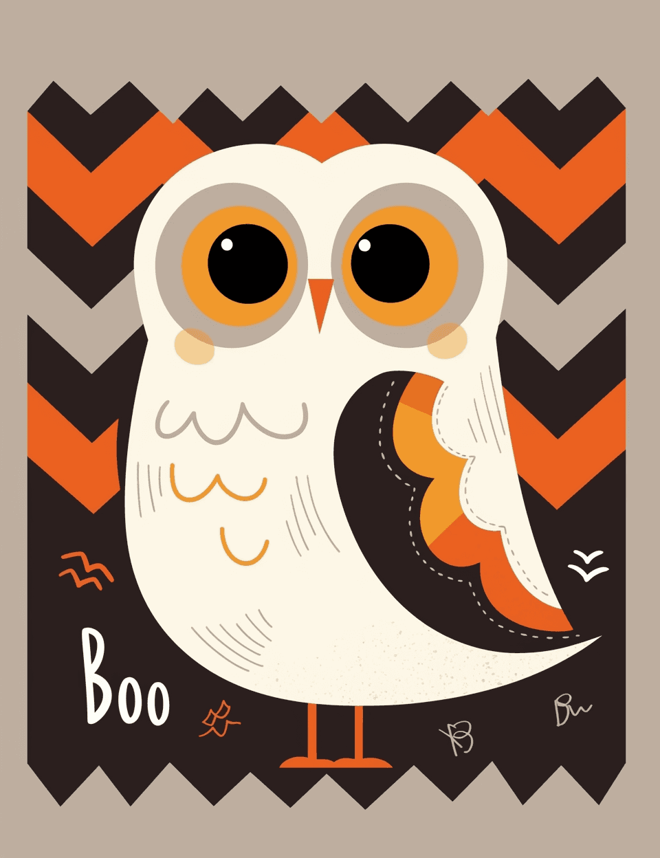 Halloween Owl Spin original repeating artwork