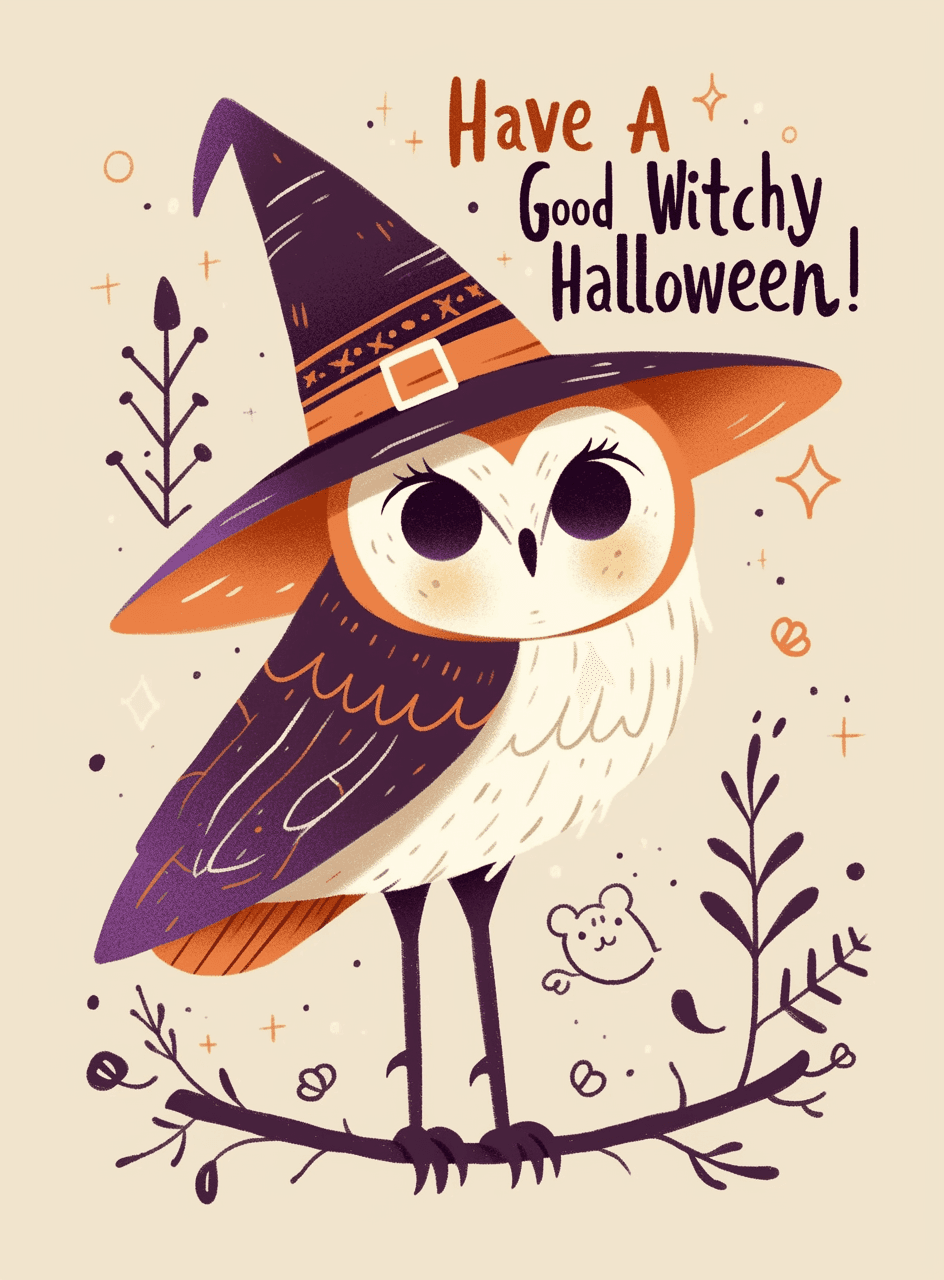 Halloween Owl Parade original repeating artwork