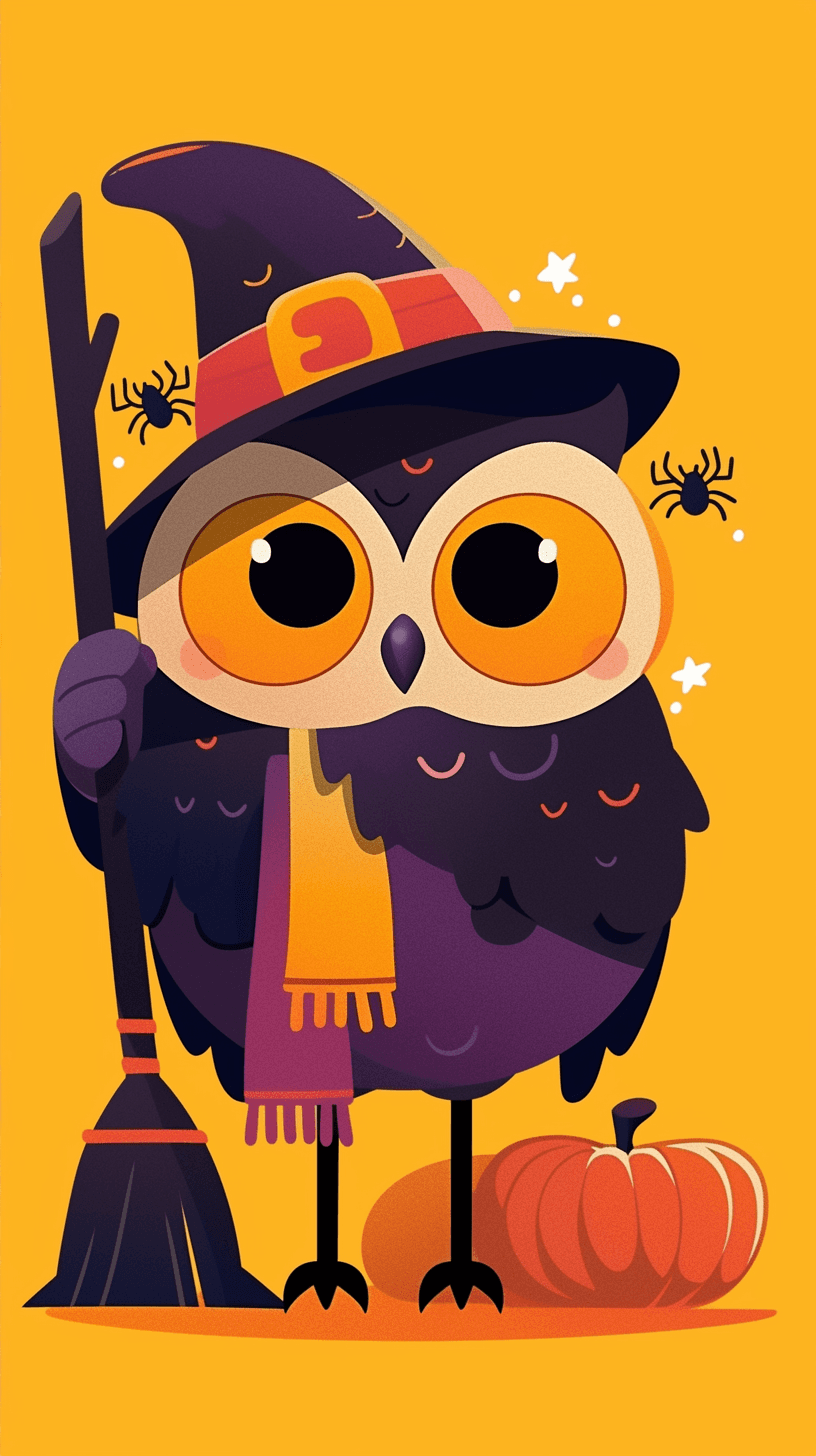 Halloween Owl Rhythm original repeating artwork