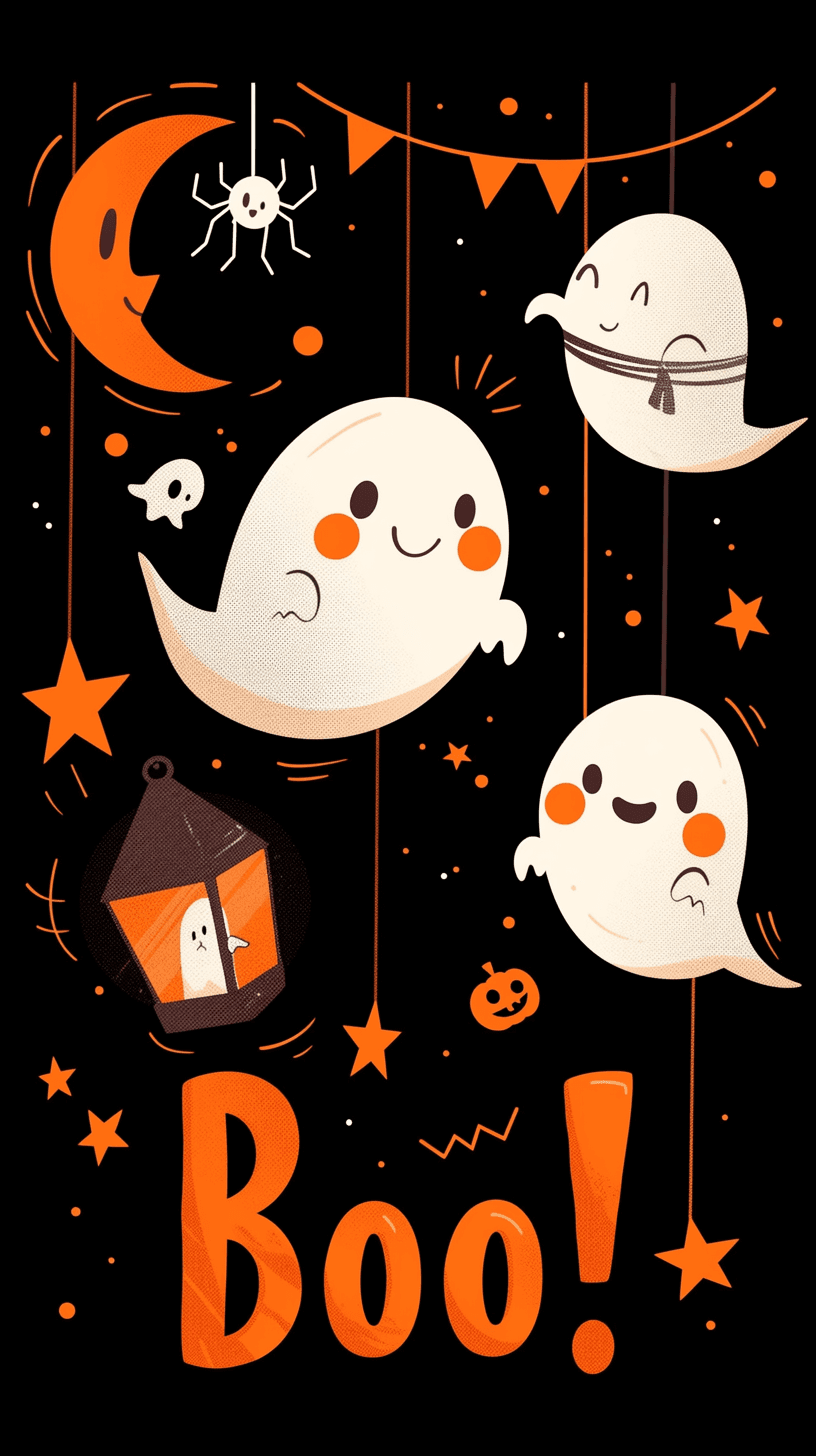 Halloween Ghost Rooftop original repeating artwork