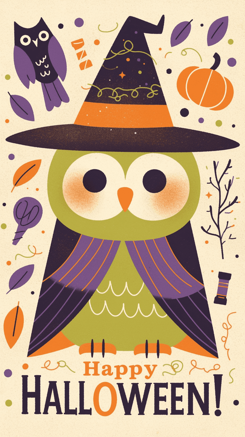 Halloween Owl Tribe original repeating artwork