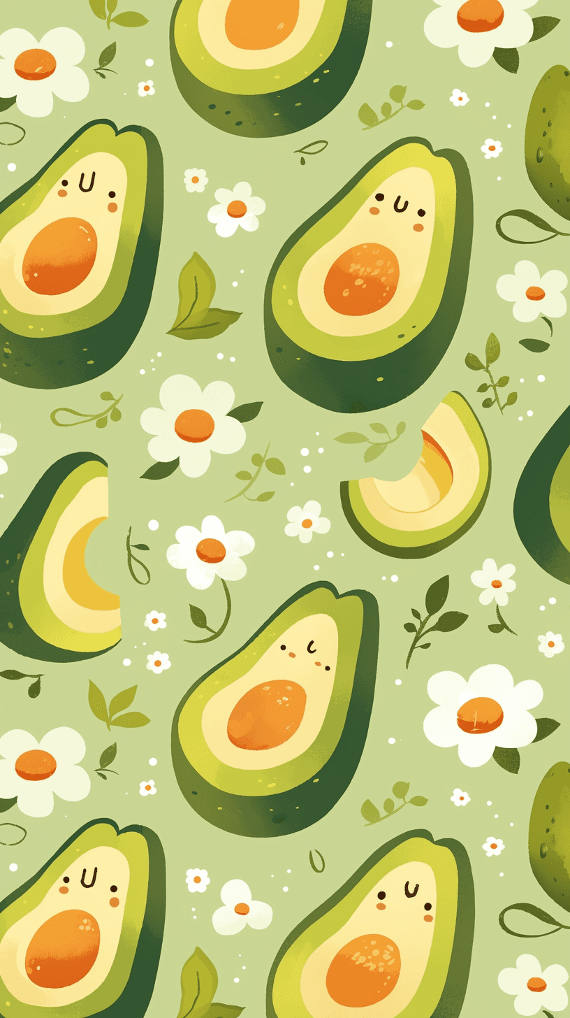 Halloween Avocado Gang original repeating artwork