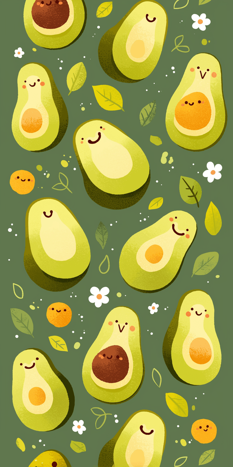 Halloween Avocado Picnic original repeating artwork