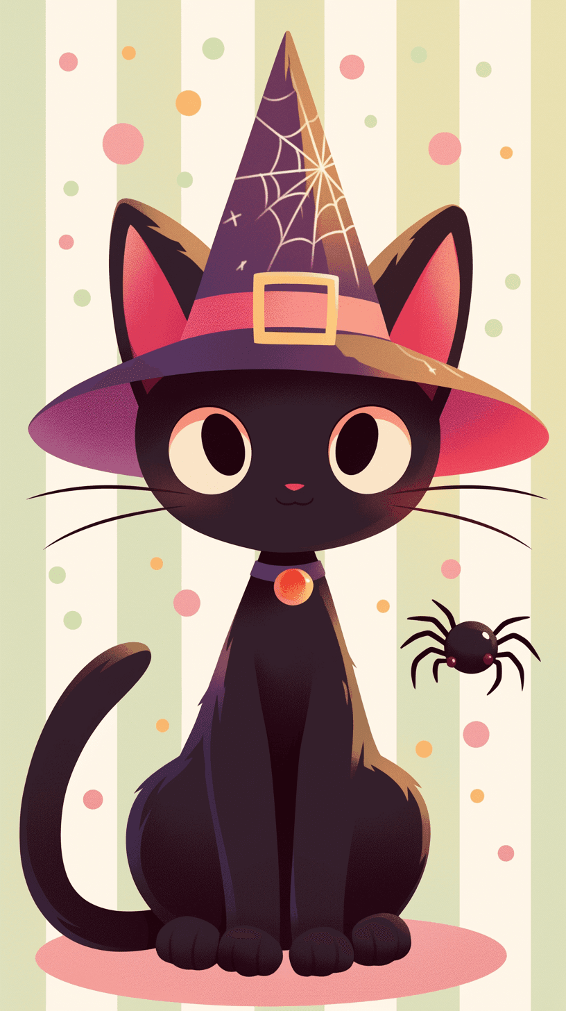 Halloween Cat Fizz original repeating artwork
