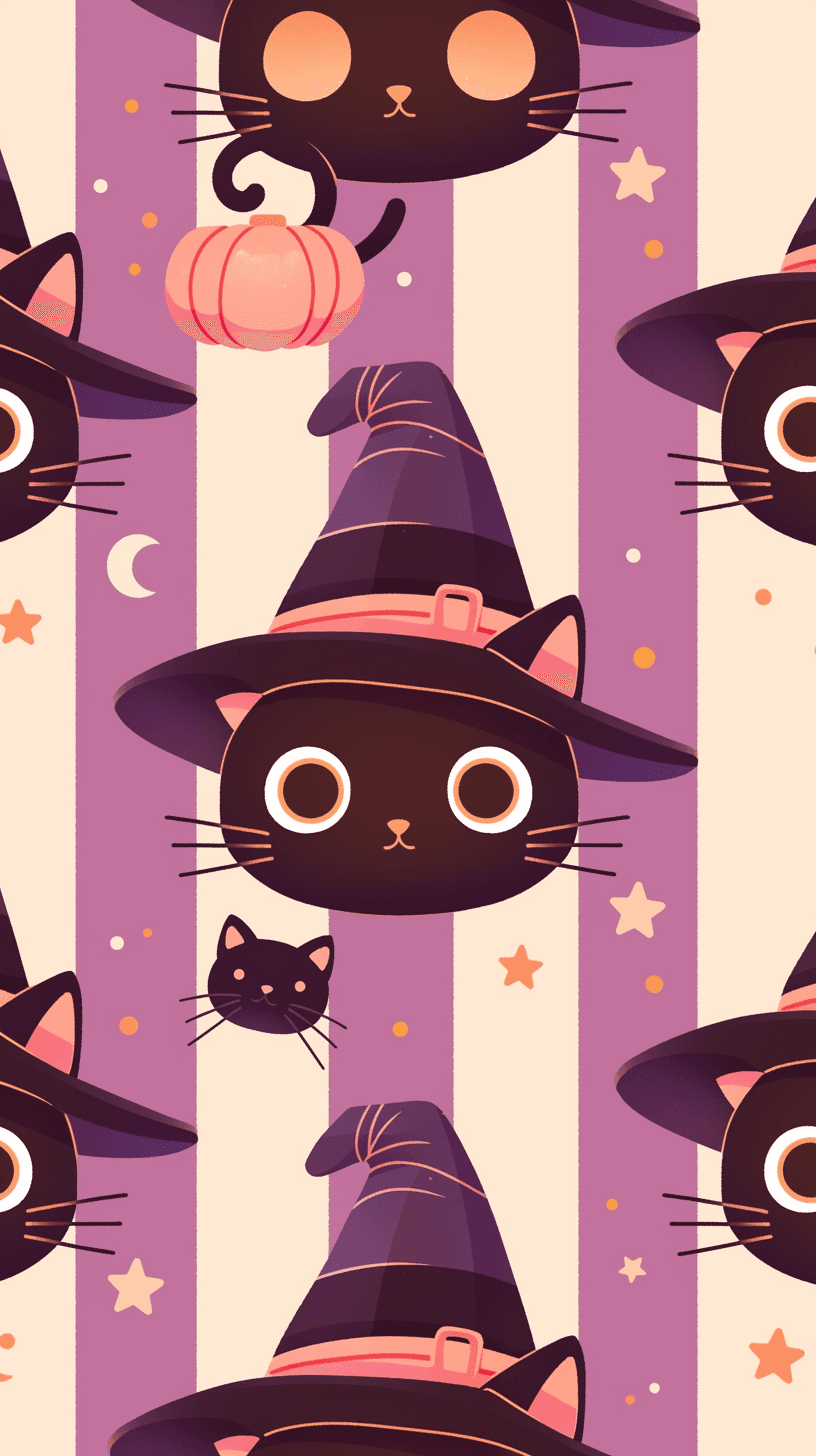 Halloween Cat Carnival original repeating artwork