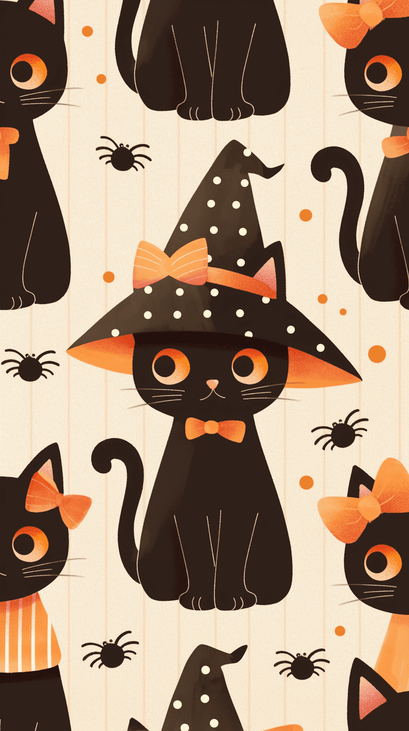 Halloween Cat Party original repeating artwork