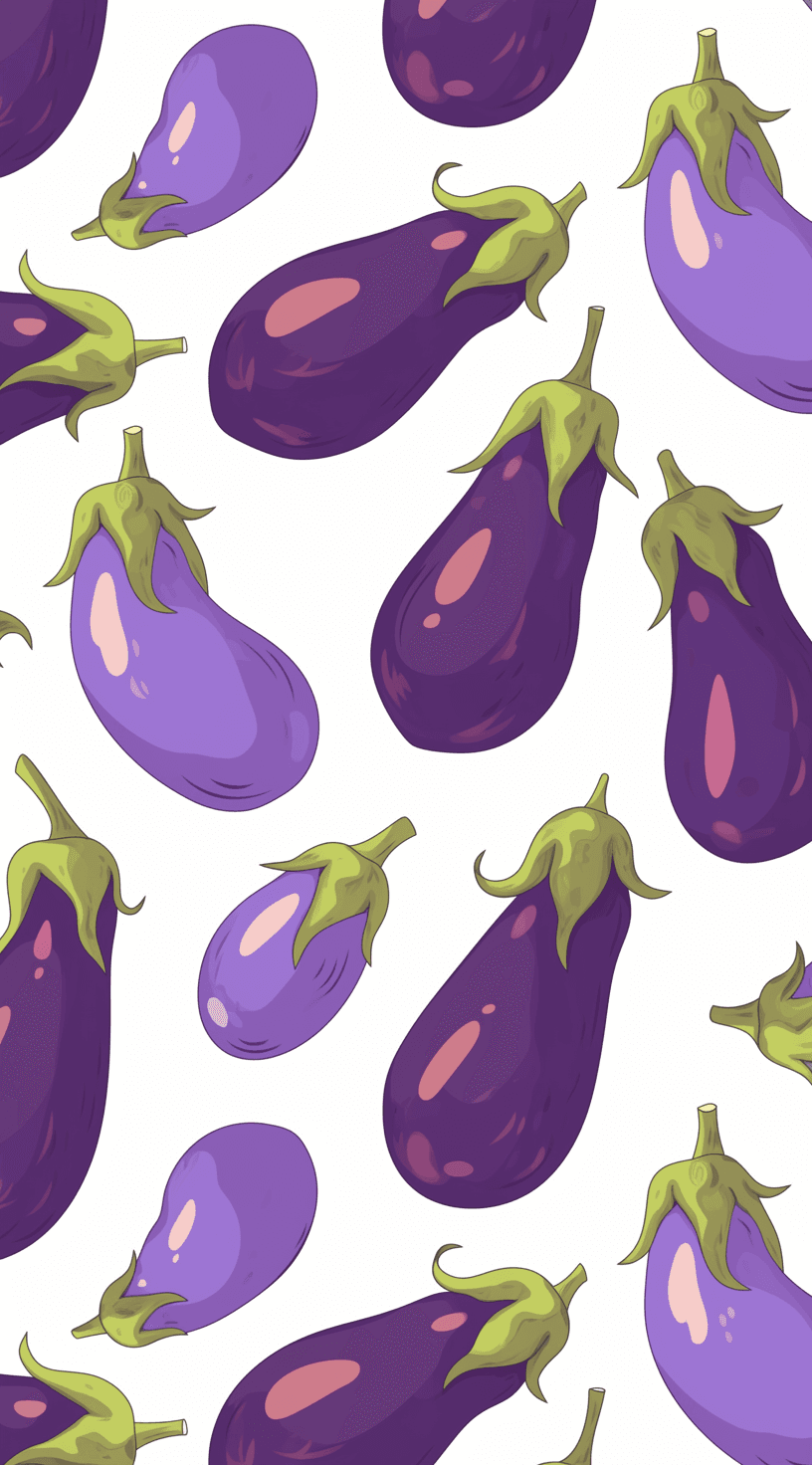Eggplant Picnic original repeating artwork