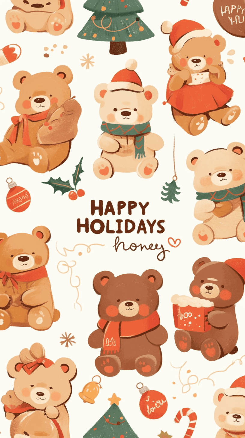 Christmas Bear Bop original repeating artwork